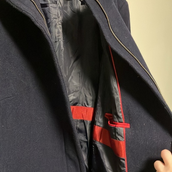 Talbots fabric woven in Italy navy wool zip coat - Picture 4 of 6